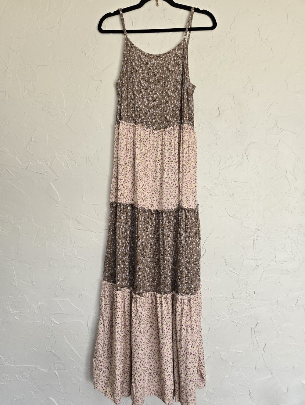 Natural Life Boho Floral Tiered Cream Green Kaia Dress L/XL - Picture 7 of 10